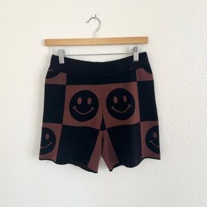 Dressed in LALA Black and Brown Smiley Athletic Shorts